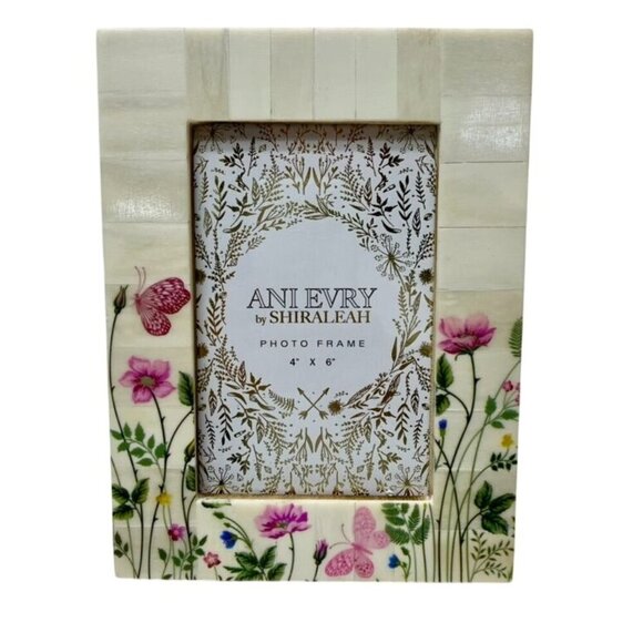 Ani Evry by Shiraleah Floral Butterfly Mosaic 4x6 Photo Frame Handmade India - Picture 1 of 5